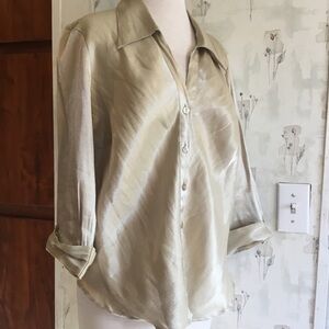 Blue Diamond, button up, shimmery cream, size L